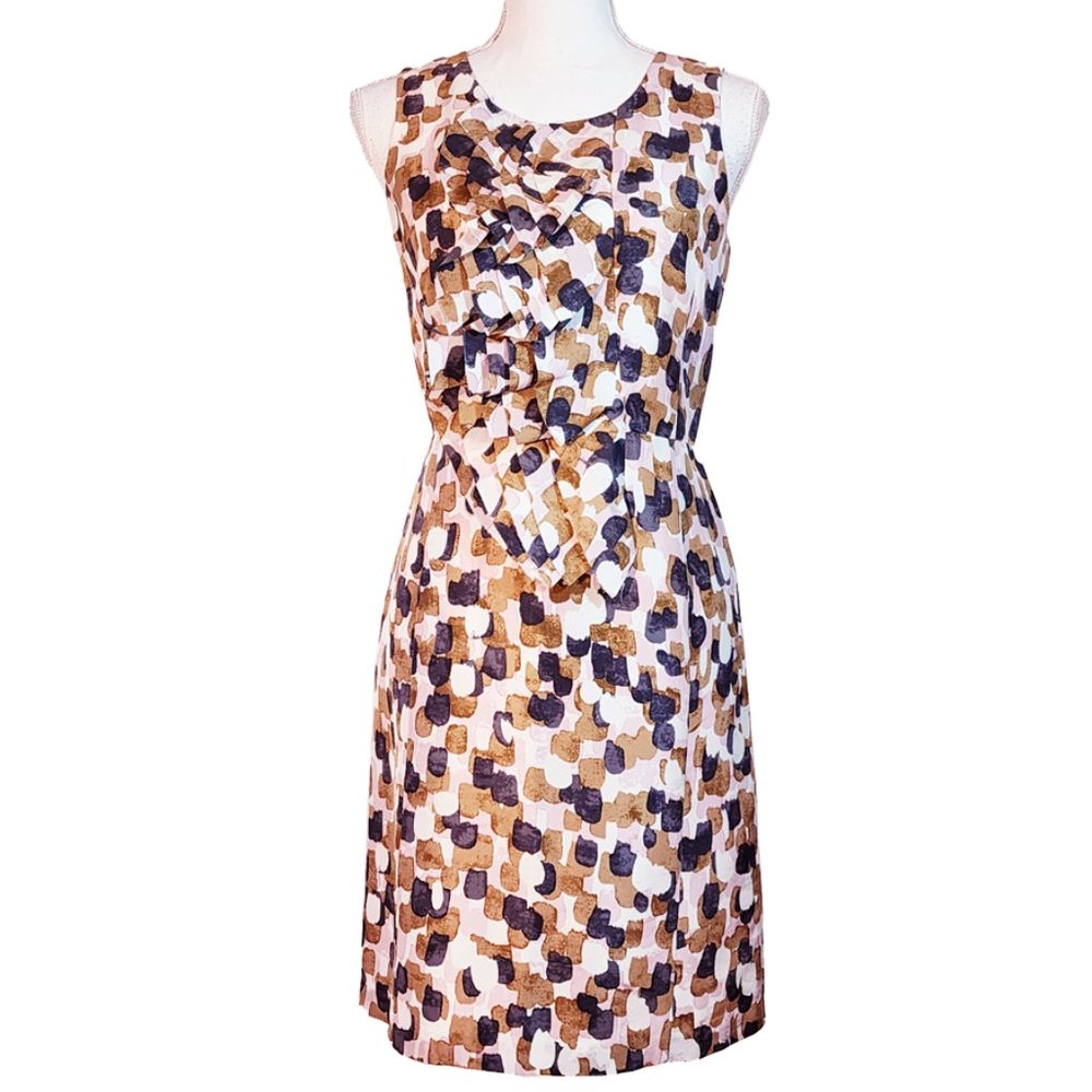 J. Crew Silk Neopolitan 100% Silk Sleeveless Dress w/ Layered Ruffle